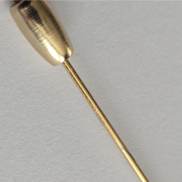 Vintage BMA stickpin gold tone stick pin tie lapel cravat round circle brooch - Picture 8 of 16